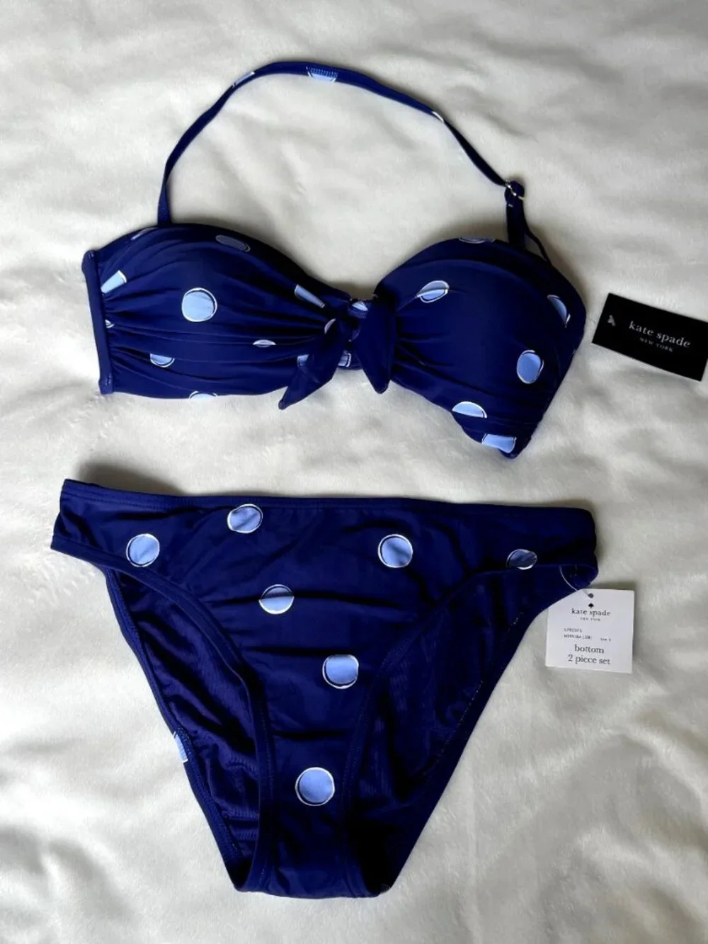 Kate Spade Women's North Sea Polka Dot Bikini 2-Piece Set Size S NWT